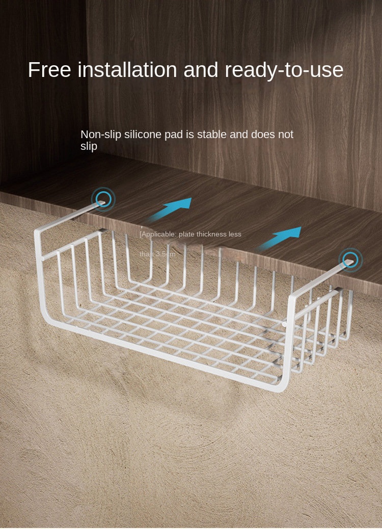 Metal Iron Kitchen Organizer Shelf Cabinet Hanging Basket Rack, White - Image 5