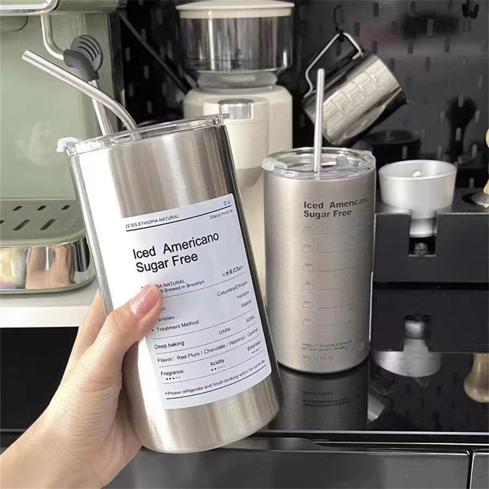 304 Stainless Steel Double -Layer Cooler Portable Tumbler with Straw - Image 2