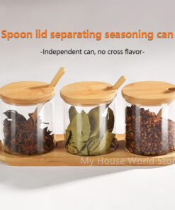 Alternative view of Set 3 PCS Glass Spice Organizer Jars with Spoon Lid
