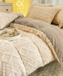 Taffel Velvet Duvet Cover for Winter Super Warm Soft Solid Color Comforter Cover