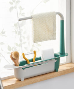 Alternative view of Green Telescopic Sink Shelf Kitchen Sink Drain Rack