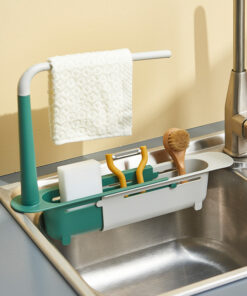 Green Telescopic Sink Shelf Kitchen Sink Drain Rack
