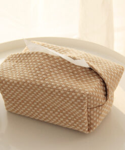 Alternative view of Japanese Art Simple Cotton Linen Tissue Box
