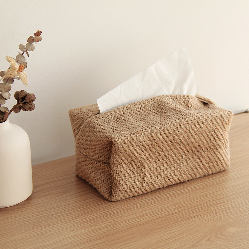 Japanese Art Simple Cotton Linen Tissue Box