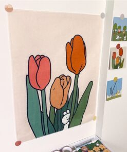 Alternative view of Kawaii Tulip Room Decor Tapestry