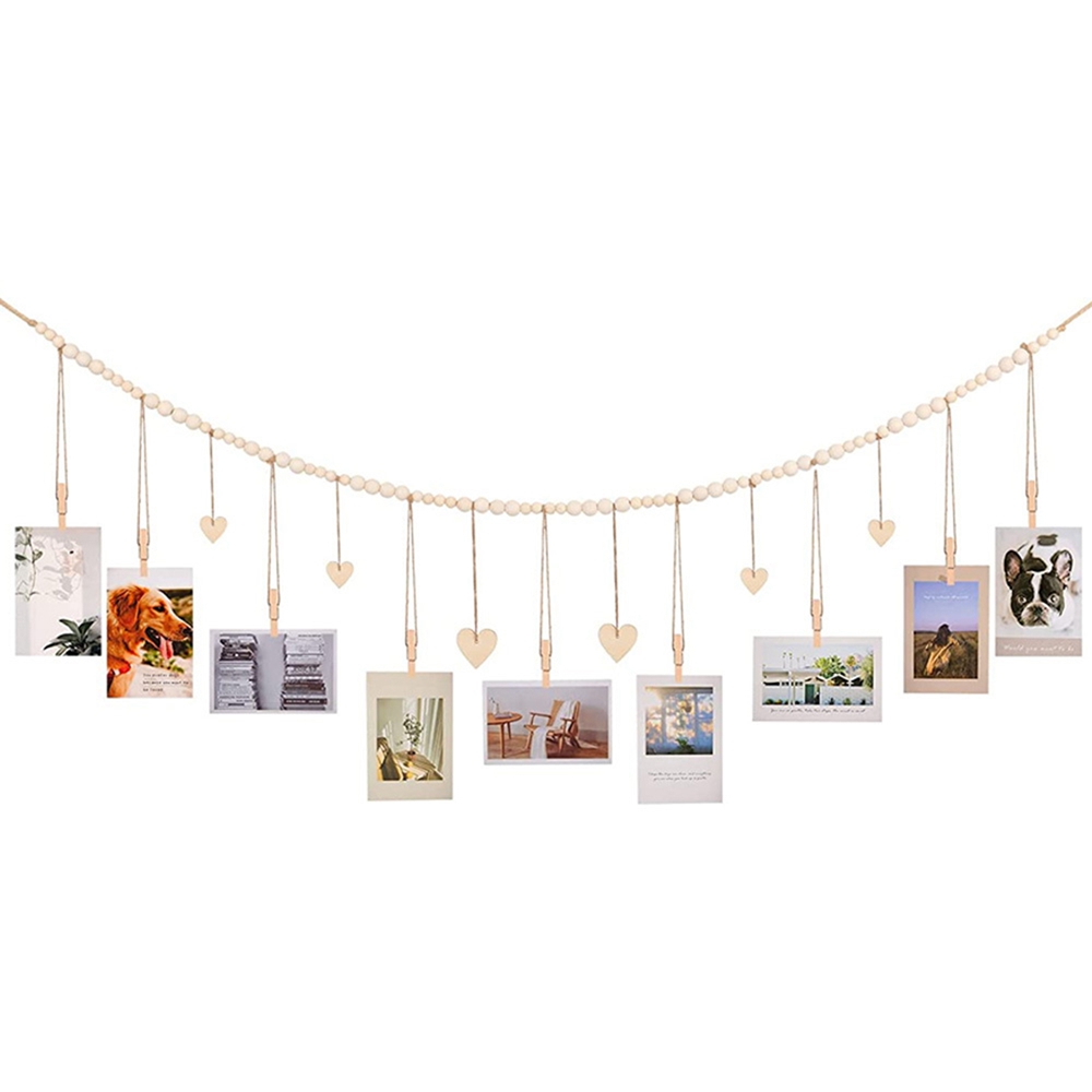 Wooden Beads Photo Display Garland Wall Hanging - Image 3