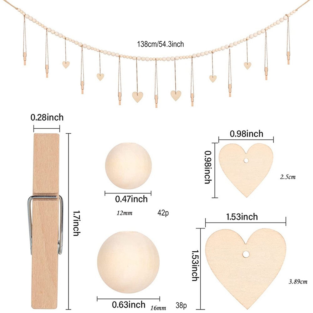 Wooden Beads Photo Display Garland Wall Hanging - Image 5