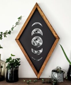 Moon Phases Wall Decor in Wooden Frame – Unique Wall Art