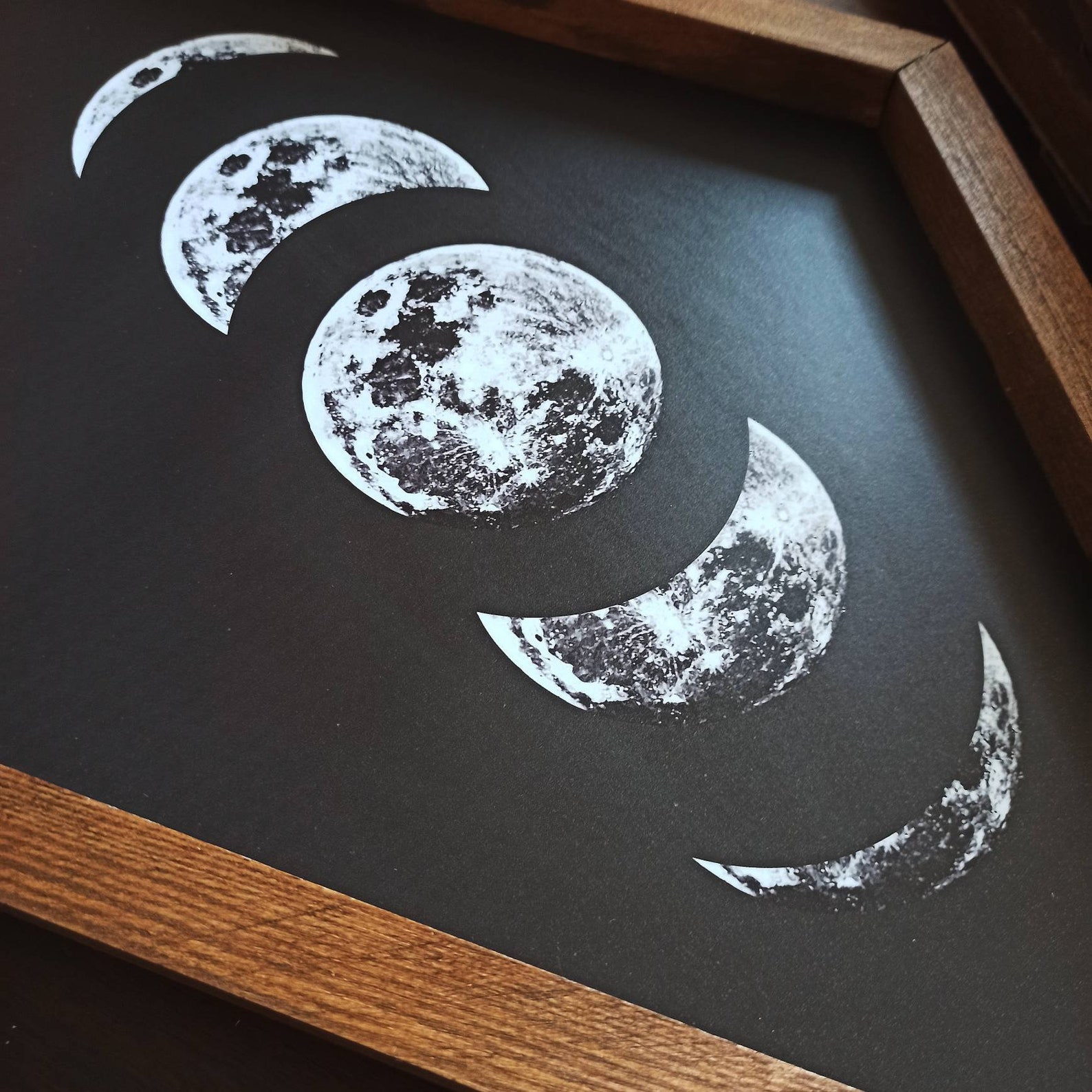 Moon Phases Wall Decor in Wooden Frame – Unique Wall Art - Image 2
