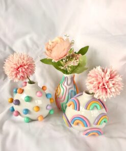 Retro Eclectic Colorful Bud Vase Cute Ceramic Vase