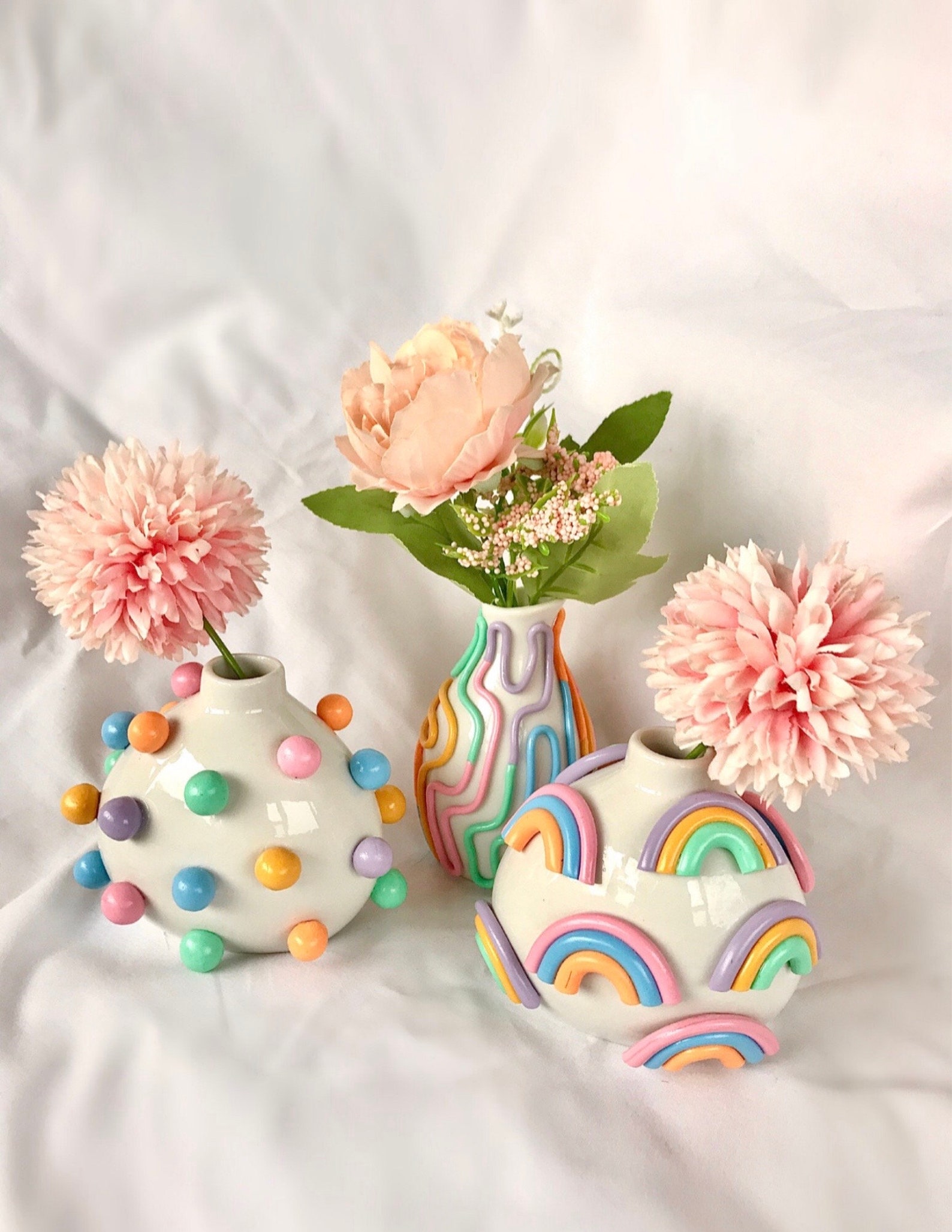 Retro Eclectic Colorful Bud Vase Cute Ceramic Vase