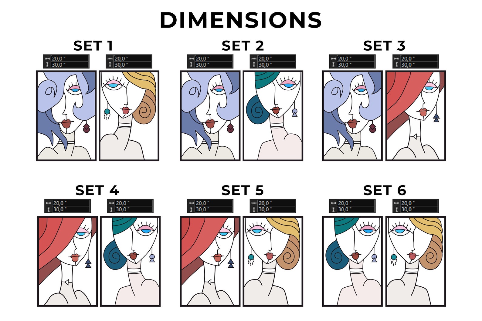 Abstract Faces Line Metal Wall Art - Image 4