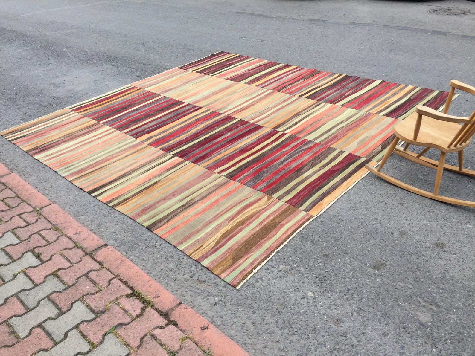 11X11 Boho Patchwork Kilim Rug , Retro Handmade Rug , 10'9" X 11'1" Oversize Turkish Rug R7095F66