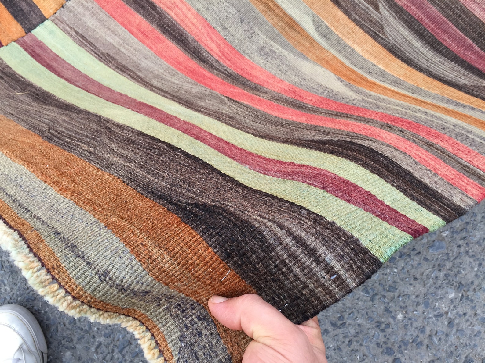 11X11 Boho Patchwork Kilim Rug , Retro Handmade Rug , 10'9" X 11'1" Oversize Turkish Rug R7095F66 - Image 3