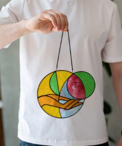 Alternative view of Stained Glass Moon Suncatcher Flower Nature