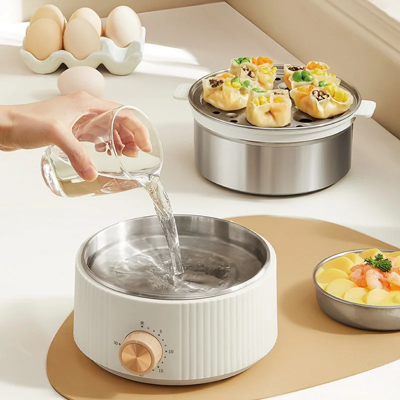 350W Egg Cooker Multifunctional Breakfast Machine Food Heater 304 Stainless Steel Egg Steamer Home Double Layer Electric Steamer - Image 5
