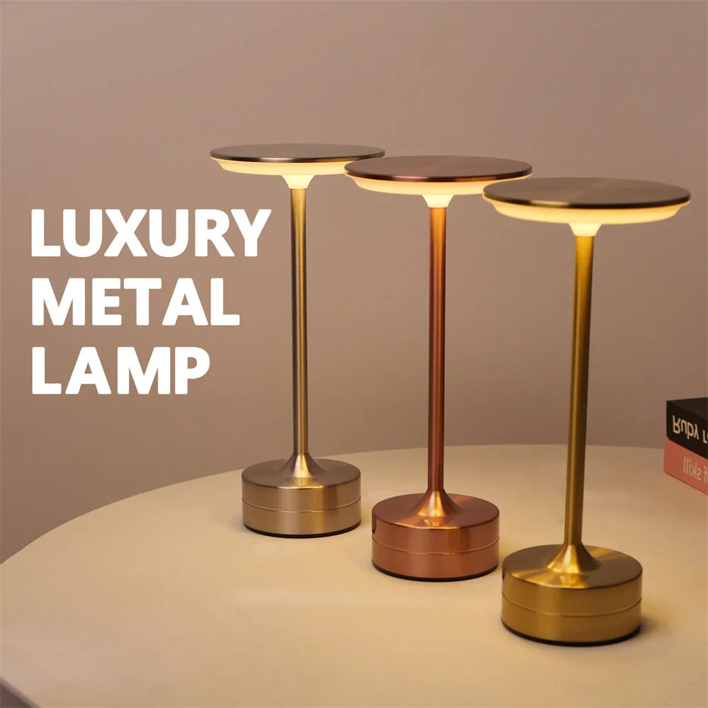 LED Desktop Lamp USB Touch Dimming Metal Recharge Night Light For Coffee Bar Restaurant Bedside Reading Decoration Table Lamps - Image 3
