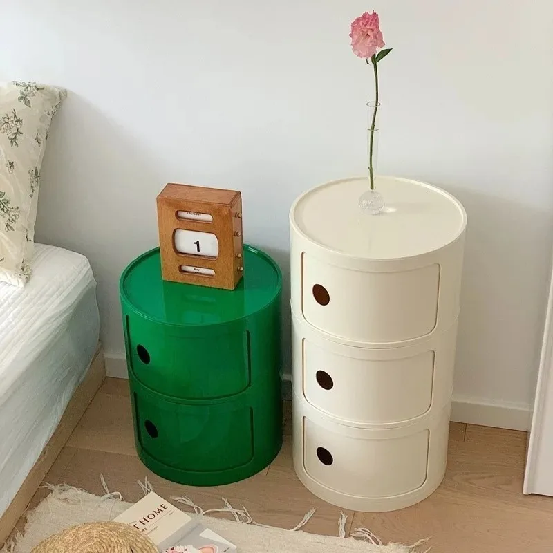 Round Storage Multi-cabinet Color Multi-layer Small Cabinet Snack Cabinet Bedroom Room Locker Bedside Table Living Room Cabinets - Image 3