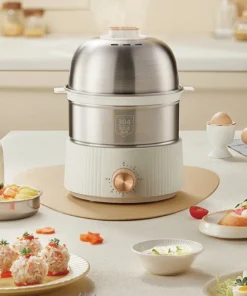 350W Egg Cooker Multifunctional Breakfast Machine Food Heater 304 Stainless Steel Egg Steamer Home Double Layer Electric Steamer