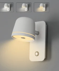 Alternative view of Aisilan LED Bedside Dimmable Wall Lamp with touch On/Off Switch 3-CCT Rotation hotel bed room Wall Sconce Decoration Fixture