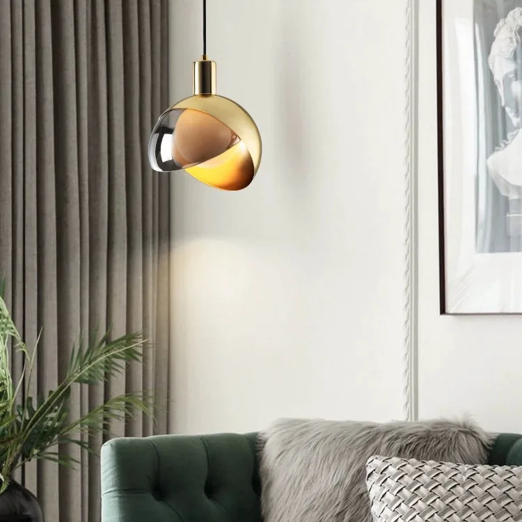 Modern Round Ball Glass Chandelier LED Lighting Bedroom Bedside Creative Lamp Kitchen Dining Room Decorative Lighting Fixture - Image 2