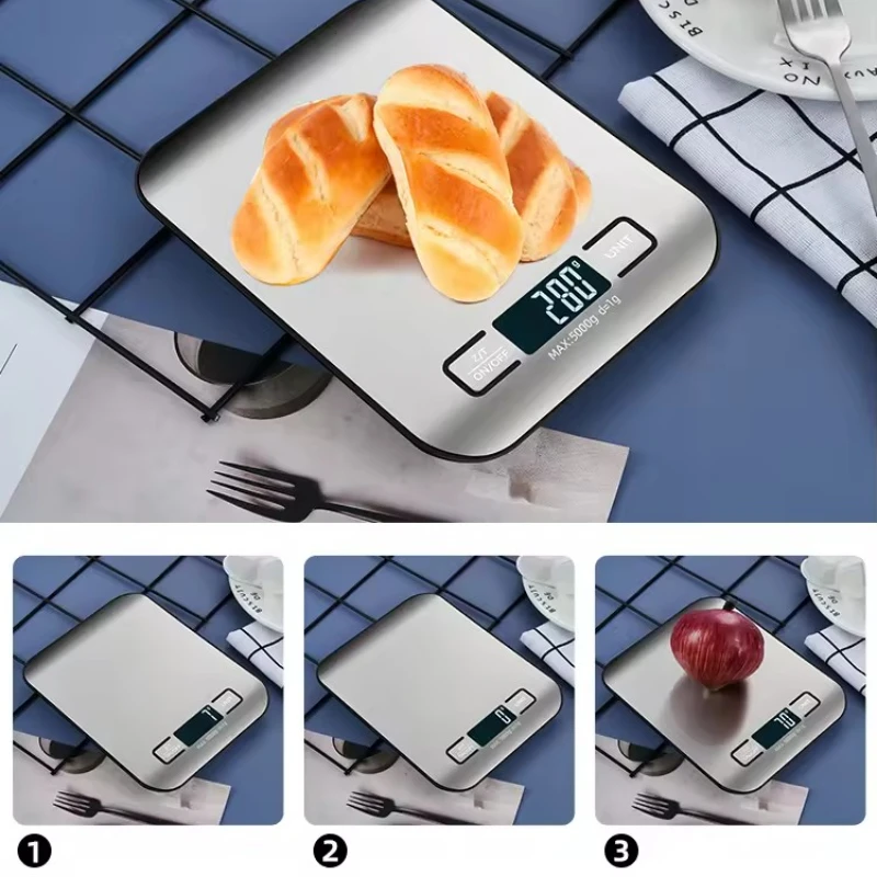 Digital Kitchen Scale LED Display 5kg/1g Stainless Steel Panel Electronic Scales Home Jewelry Food Snacks Weighing Baking Tools - Image 4