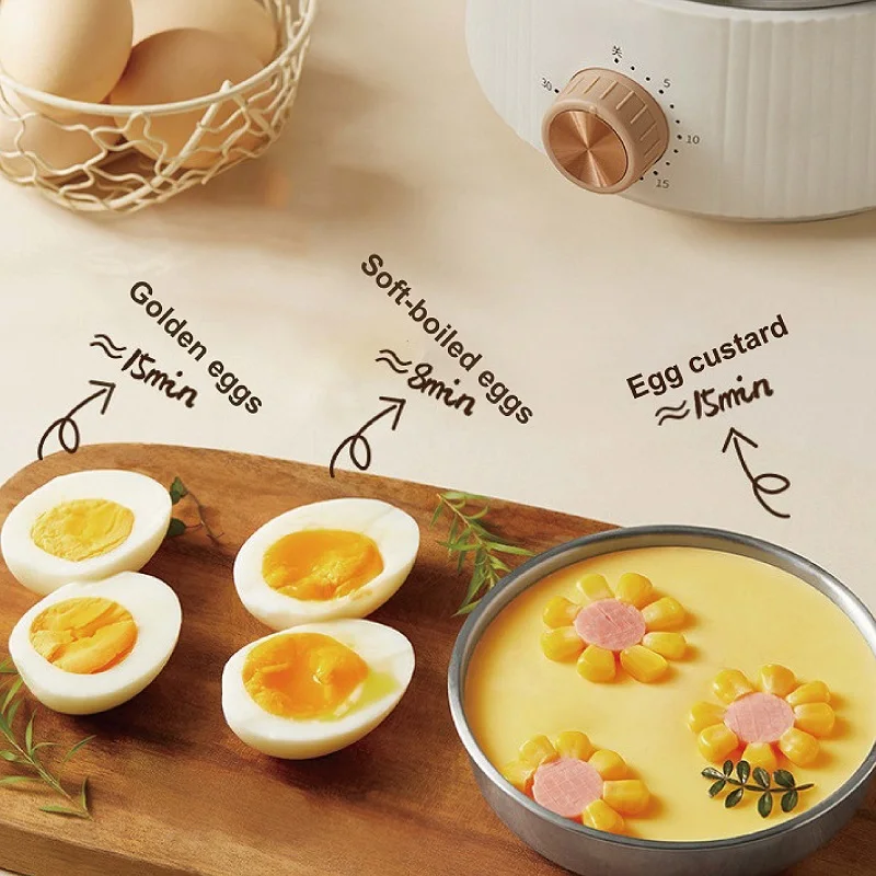 350W Egg Cooker Multifunctional Breakfast Machine Food Heater 304 Stainless Steel Egg Steamer Home Double Layer Electric Steamer - Image 2