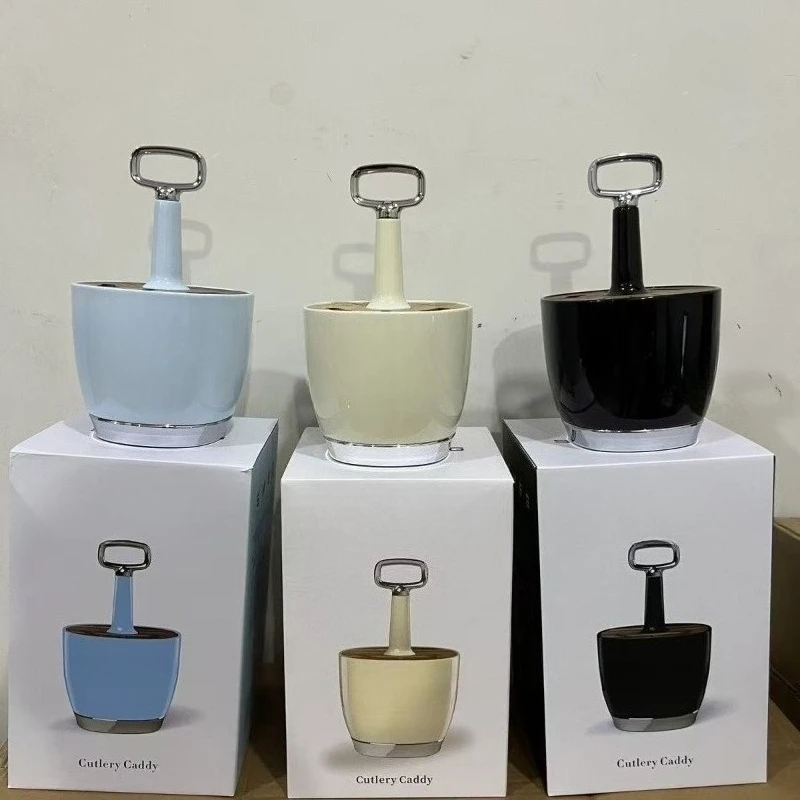 Stainless Steel Cream-colored Dining Utensil Rack - Smag Knife, Fork and Spoon Holder - Retro Home Kitchen Storage - Image 2