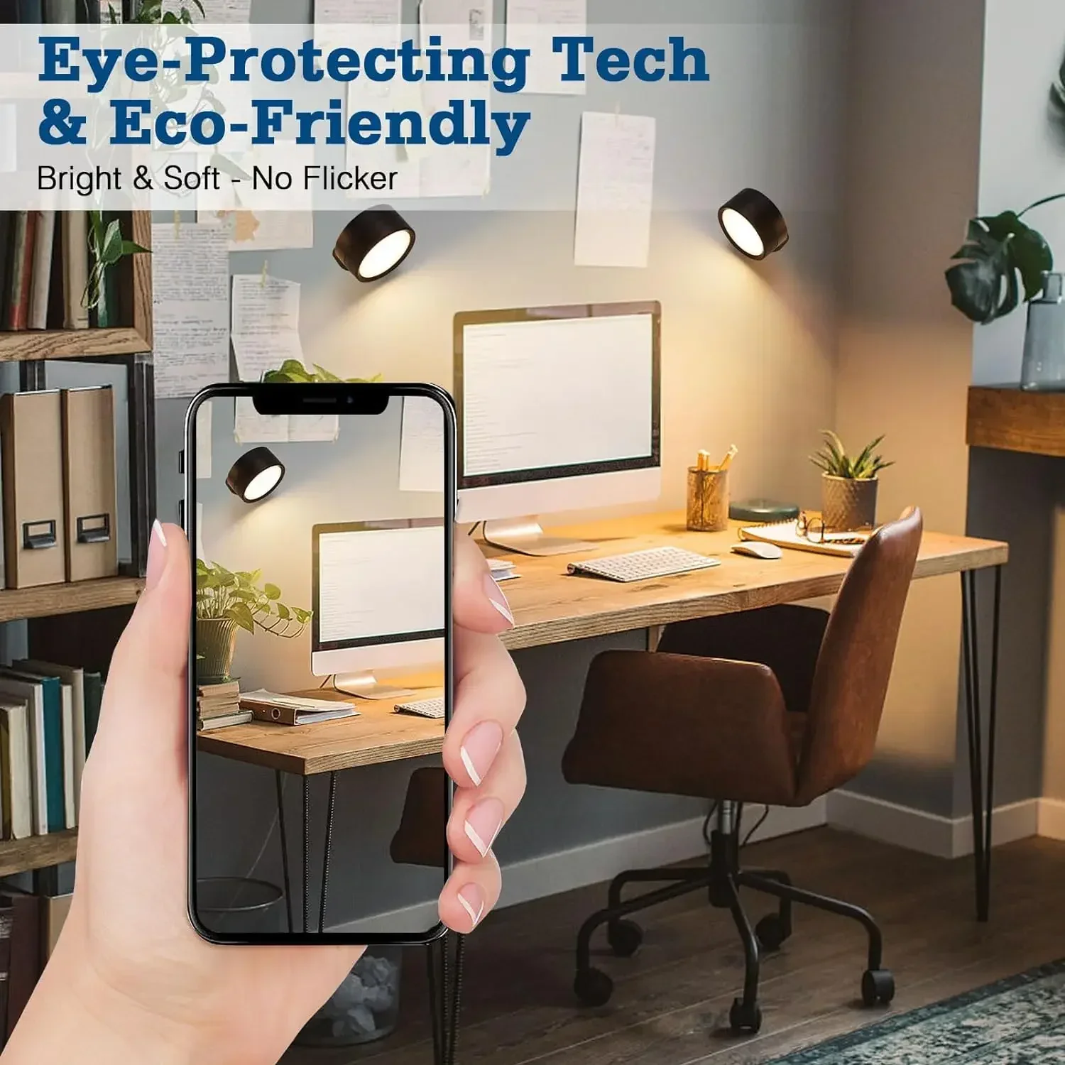 LED Wall Mounted Lights with Remote Wireless Magnetic Wall Sconces 3 Color Dimmable USB Rechargeable for Bedroom Bedside Light - Image 4