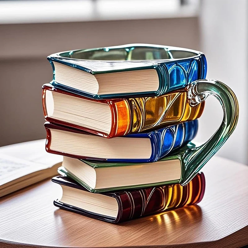 Painted Book Mug 11oz Novelty 3d Painted Books Coffee Mug Unique Colorful Resin Books Stack Coffee Cup Collection Gifts - Image 3