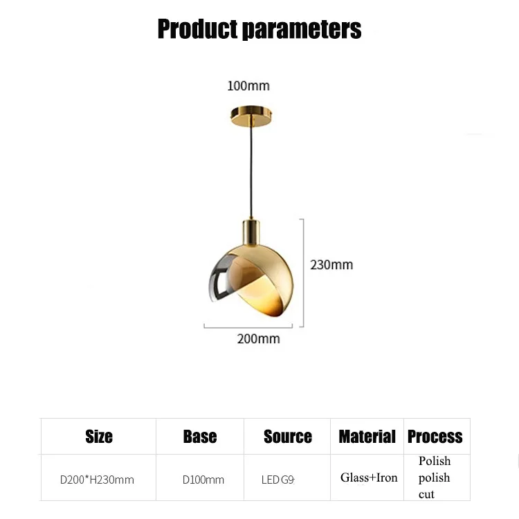 Modern Round Ball Glass Chandelier LED Lighting Bedroom Bedside Creative Lamp Kitchen Dining Room Decorative Lighting Fixture - Image 5