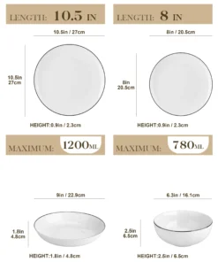 Alternative view of MALACASA AMELIA 24/48 Piece Porcelain Plates Sets with 12*Soup Dinner Plates Dinnerware Set Service for 12/24 Person