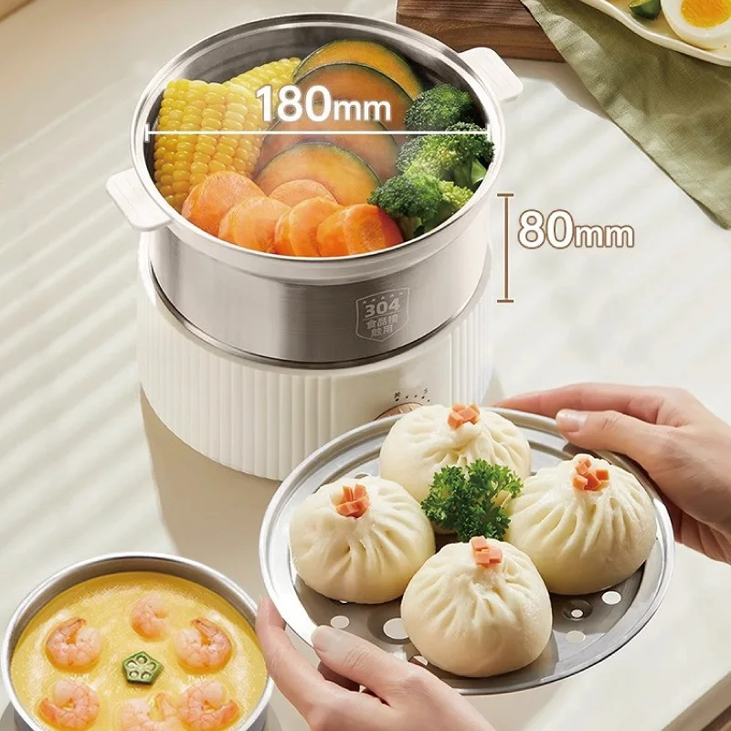 350W Egg Cooker Multifunctional Breakfast Machine Food Heater 304 Stainless Steel Egg Steamer Home Double Layer Electric Steamer - Image 4