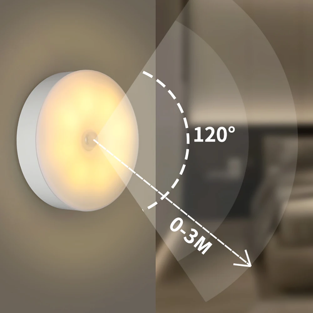 8LED Motion Sensor Night Light, USB Rechargeable Human Body Induction Lamp for Bedroom Bedside Cabinet - Image 5