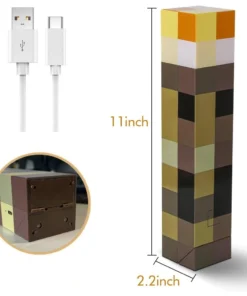 Alternative view of Game Brownstone LED Night Light 4 Colors USB Charging Table Lamp with Buckle Bedroom Decor Kids Toy Gift Torch Lamp Figure