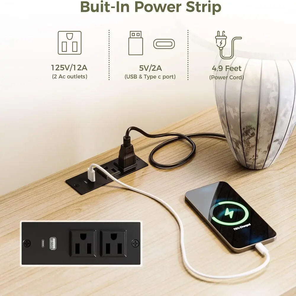 Fluted Night Stand Set Of 2, Modern Nightstand With Charging Station, Drawers And Open Shelves-Bedside Table For Bedroom - Image 6