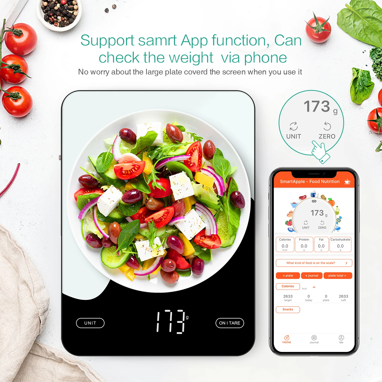 Digital Food Scale 10kg/1g Kitchen Scales with Nutrition Calculator APP Rechargeable Gram Scale for Weight Loss Baking Scale - Image 4