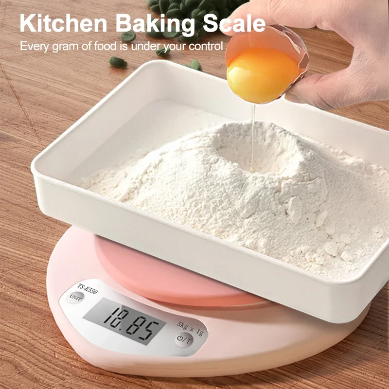 Multi-Function Kitchen Baking Scale Pink Heart-shaped Portable High-Precision Digital Scale 5kg/1g 2kg/0.1g LCD Electronic Scale - Image 4