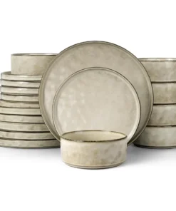 18 Piece Dinnerware Dish Set for 6 Stoneware Plates and Bowls Ceramic Dinner Tableware Sets Includes Dinner Salad Plates Cereal